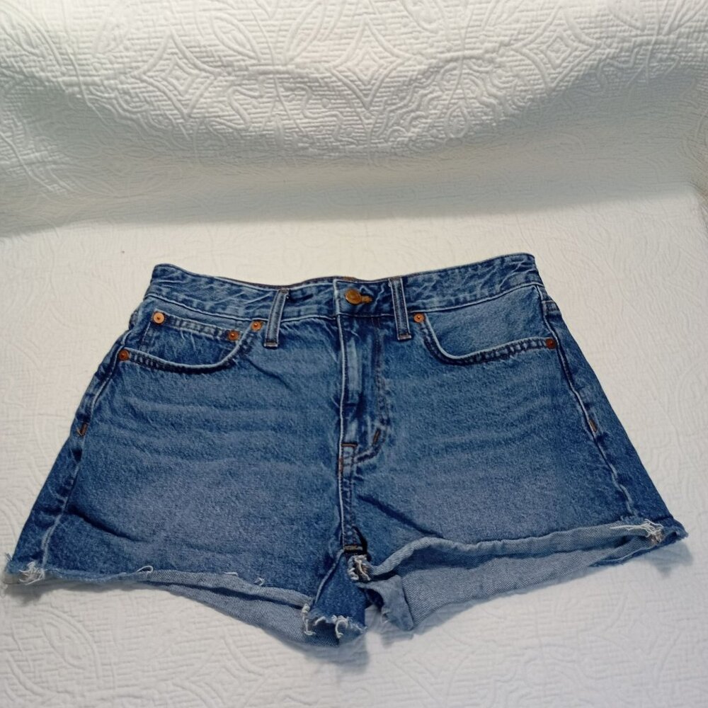 Madewell Relaxed Denim Shorts 27 Blue Distressed High Waist Womens Summer